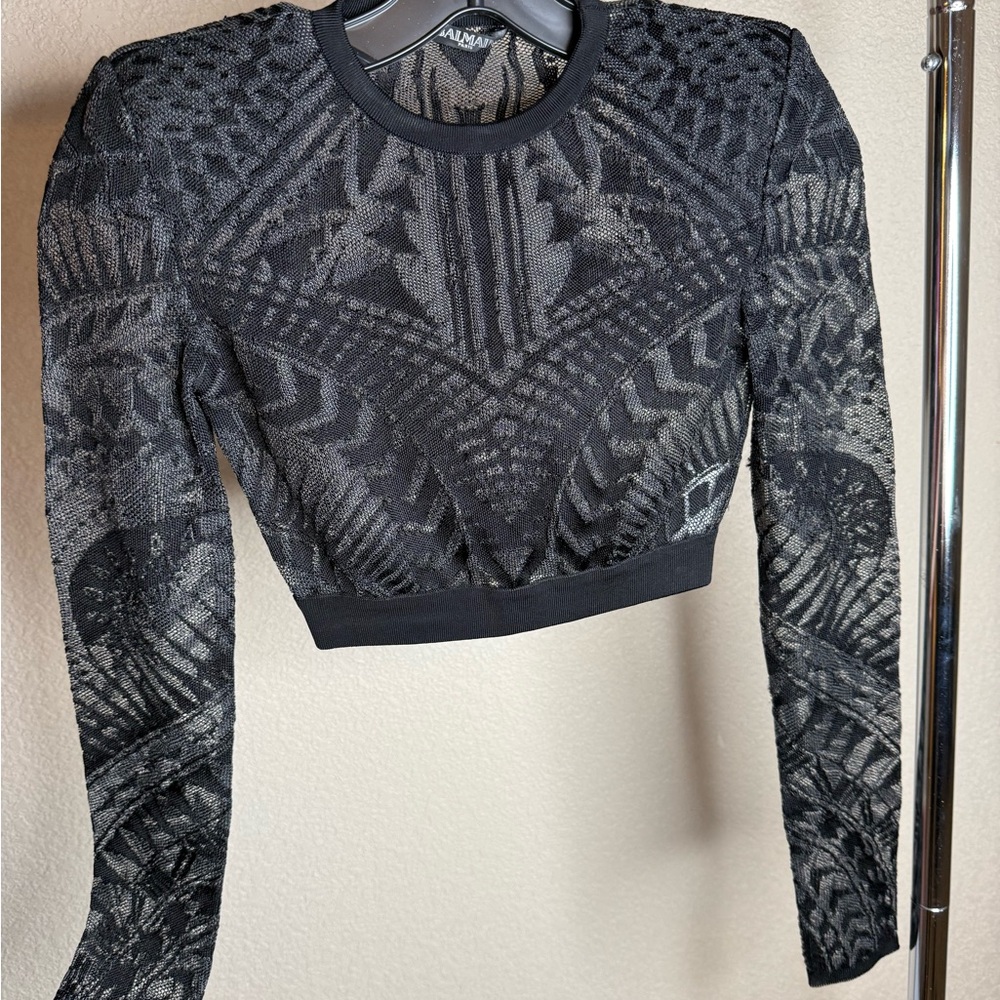 Balmain Black Patterned Women's Top